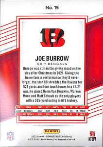 2022 JOE BURROW Donruss Elite # 15 (GMA) 9 Mint