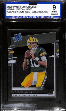 2020 JORDAN LOVE Panini Chronicles Clearly Donruss Rated Rookie # RR-JL (ISA9)