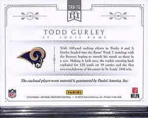 2015 Todd Gurley (RC) Panini National Treasures # TRB-TG 22/49