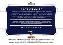 Load image into Gallery viewer, 2018 Zack Granite # CRM-ZG Panini National treasures (41/99)