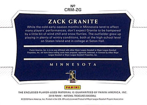 2018 Zack Granite # CRM-ZG Panini National treasures (41/99)