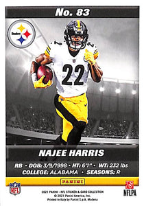 2021 Najee Harris (RC) # 83 Panini NFL Sticker & Card Collection (145/149)