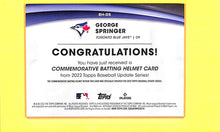 Load image into Gallery viewer, 2020 Geroge Springer # BH-GS Commemorative Batting Helmet Card