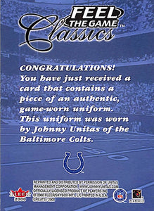 2000 Fleer Greats Of the Game - Feel The Game Classics # JOUN - Jonny Unitas