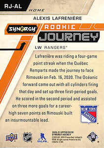 2020-21 Upper Deck Synergy # RJ-AL - Rookie Journey Alexis Lafreniere 626/799