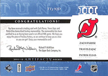 Load image into Gallery viewer, 2011-12 Upper Deck Artifacts Tundra Trios Jerseys # TT3-NJD / Ellias / Parise / Zajac