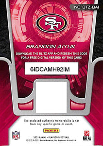 2021 Panini Playbook Blitz Brandon Aiyuk # BTZ-BAI Jersey 49rs