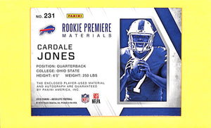 2016 Cardale Jones # 231 Absolute Rookie Premiere Materials (355/499)