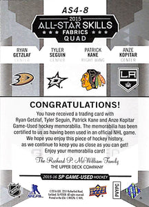 2015-16 # AS4-8 All Star Quad Fabrics / Getzlaf / Sequin / Kane / Kopitar