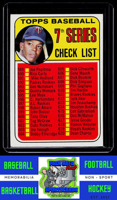 1969 Topps #582a 7th Series Check List: 589-664