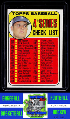 1969 Topps #314 4th Series Check List: 328-425 (Don Drysdale)