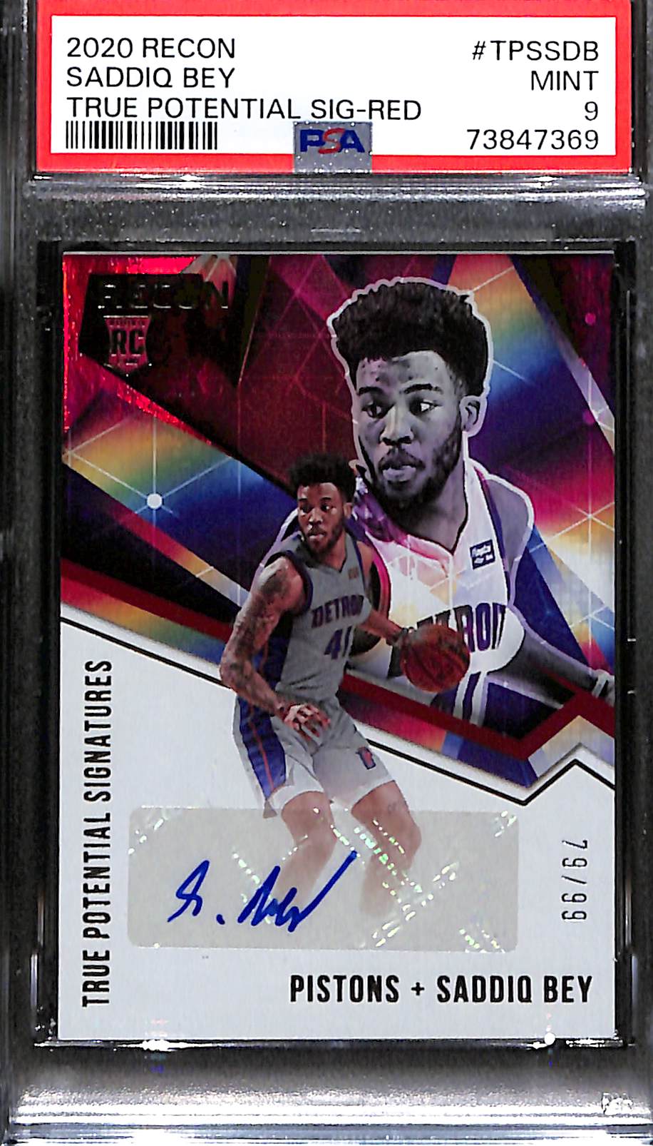 2020 Saddiq Bey (RC) - Recon True Potential Sig-Red 79/99 - PSA 9