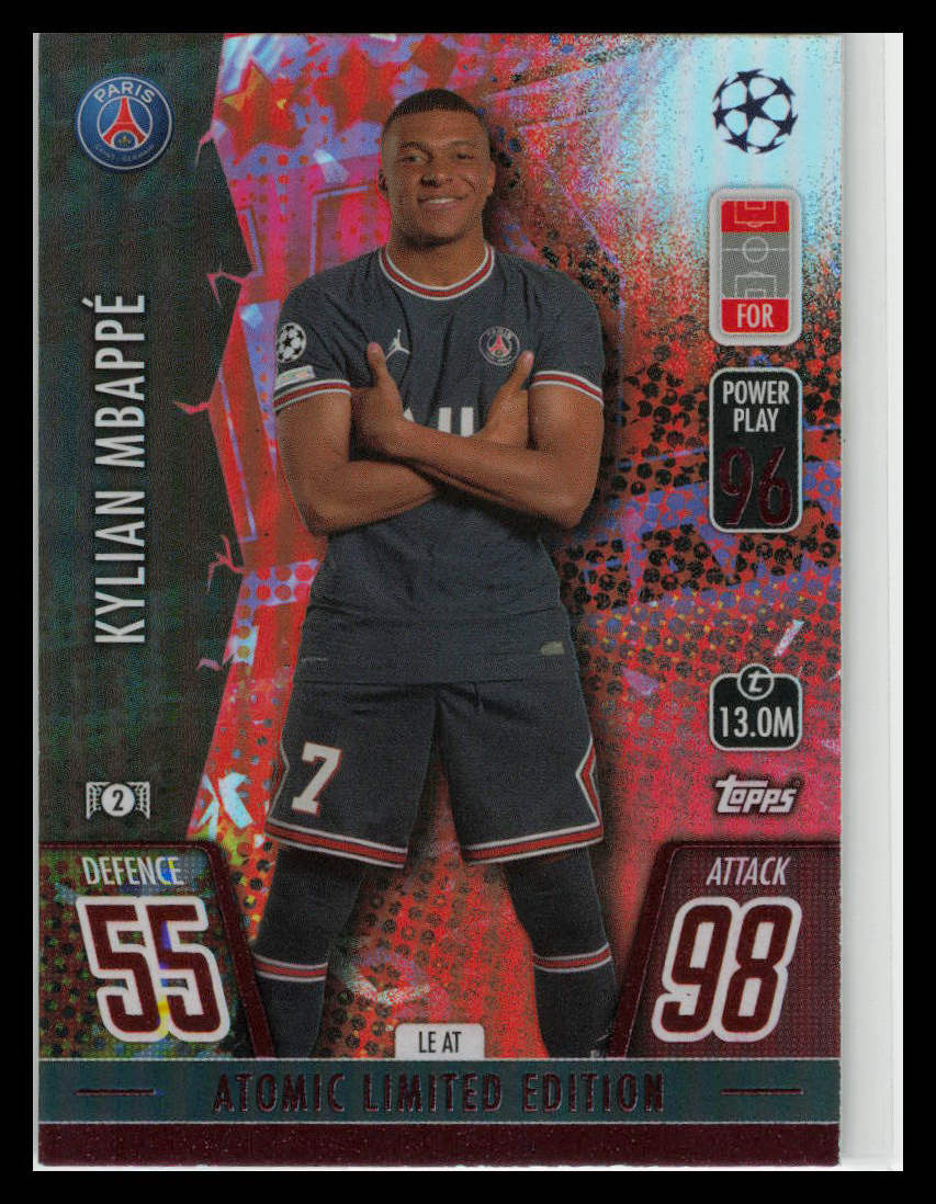 2021 Topps Match Attax UEFA KYLIAN MBAPPE Atomic Limited Edition #LE AT