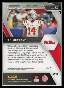 DK Metcalf 2021 Panini Prizm Draft #57 Black Gold 3/5 Ole Miss Seahawks