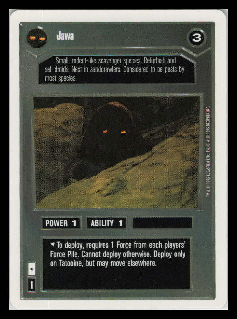 1995 Star Wars Card Game: Premiere Unlimited White Border Jawa 2s0