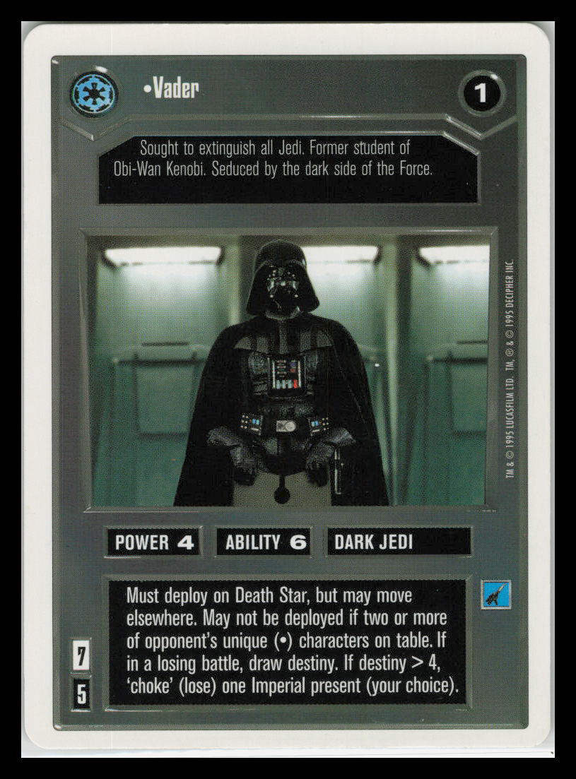 1995 Star Wars Card Game: Premiere Expansion Set Vader 0bt4