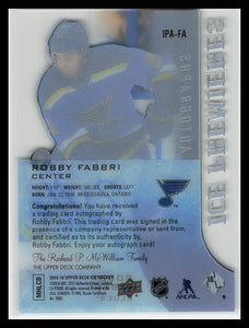 2015-16 Upper Deck Ice Premieres Auto 018/199 Robby Fabbri #IPA-FA Rookie Auto RC