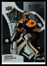 Load image into Gallery viewer, 2021-2022 Upper Deck Allure #146 Jeremy Swayman RC Black Rainbow Boston Bruins