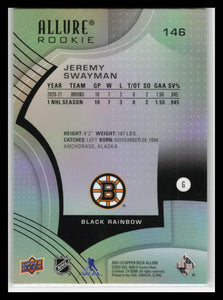 2021-2022 Upper Deck Allure #146 Jeremy Swayman RC Black Rainbow Boston Bruins