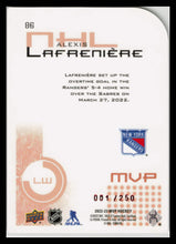 Load image into Gallery viewer, 2022-23 Upper Deck MVP #86 Colors And Contours 001/250 Alexis Lafreniere Rangers