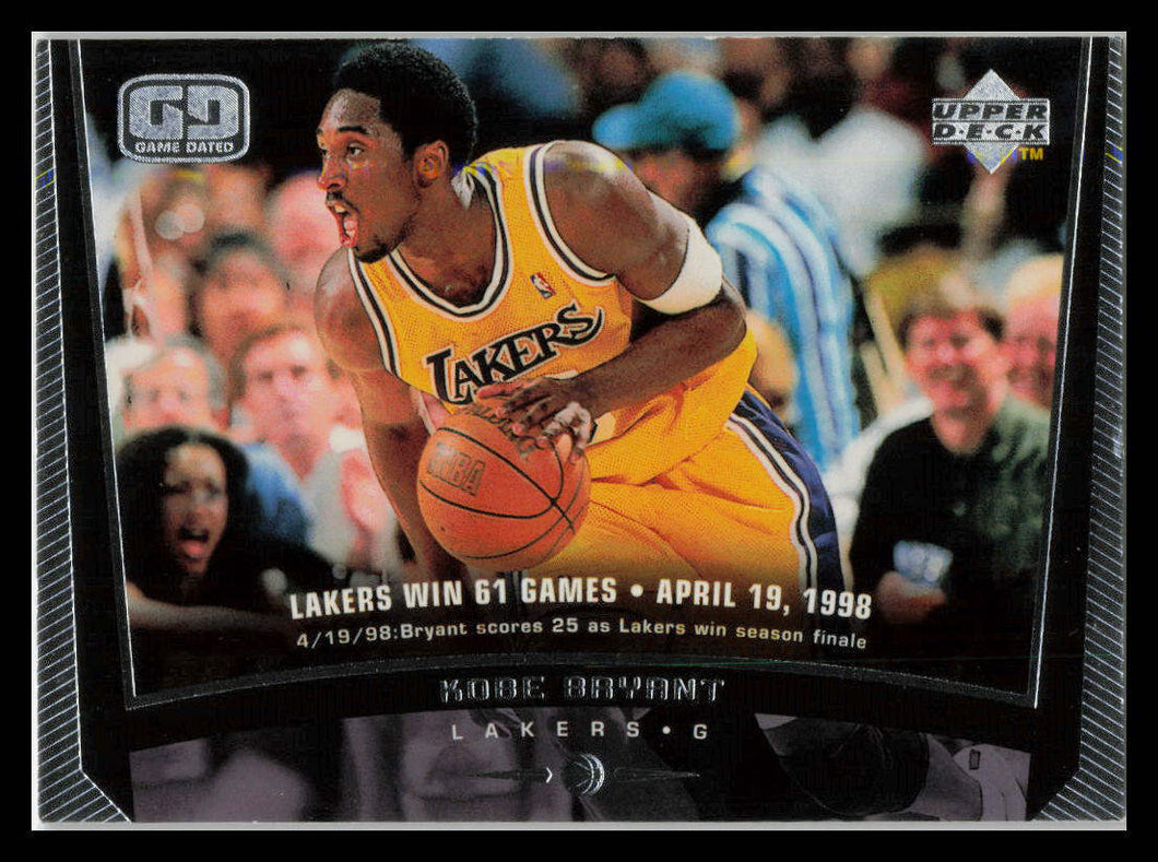 Kobe Bryant card #75 1998 Upper Deck Game Dated Card