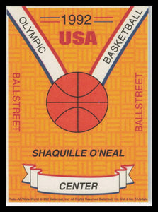 1992 Ballstreet Shaqille O'Neal Insert PROMO Card - USA Olympic Card