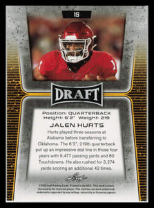 Jalen Hurts (RC) Rookie 2020 Leaf Draft - #15