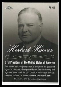 2020 Herbert Hoover Historic Relic # PA-HH Presidential Archive