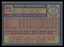 Load image into Gallery viewer, 1984 Topps Rickey Henderson Baseball Card #230 Oakland Athletics