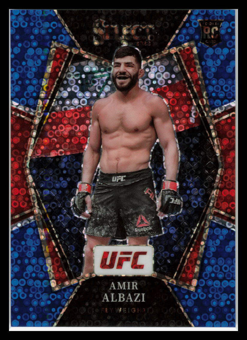 2022 Panini Select UFC RC Amir Albazi Premier Level Blue Disco Prizm Rookie 33/49