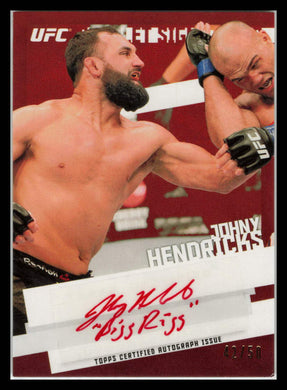 Johny Hendricks 2015 Topps UFC Knockout RED INK Signatures Auto 42/50 #SSI-JH