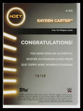 Load image into Gallery viewer, 2021 Topps WWE Womens Division #A-KD Kayden Carter Auto 28/50 Near Mint