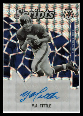 2020 Panini Mosaic Football Y.A. Tittle SCRIPTS Prizm Autograph Card #S24 49ers