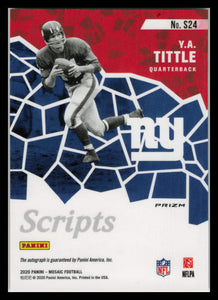 2020 Panini Mosaic Football Y.A. Tittle SCRIPTS Prizm Autograph Card #S24 49ers