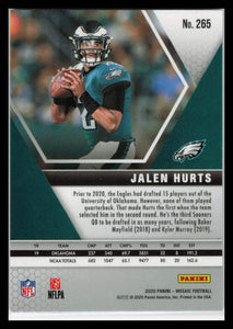 Jalen Hurts 2020 Panini Mosaic Football NFL DEBUT Rookie #265 EAGLES