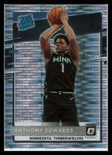 Load image into Gallery viewer, 2020-21 Donruss Optic Anthony Edwards # 151 Rated Rookie Silver Pulsar Prizm