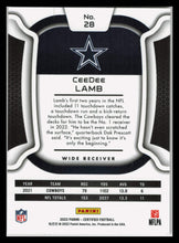 Load image into Gallery viewer, 2022 Panini Certified RED CeeDee Lamb 37/99 Cowboys #28