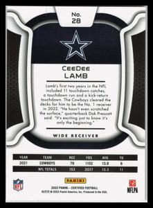 2022 Panini Certified RED CeeDee Lamb 37/99 Cowboys #28