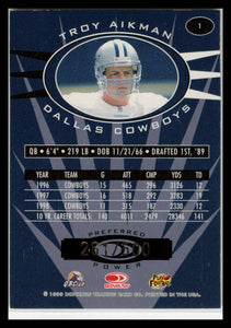 1999 Donruss Preferred QBC Preferred Power 261/500 Troy Aikman #1 HOF