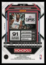 Load image into Gallery viewer, 2022 PRIZM MONOPOLY. Kawhi Leonard GREEN Prizm SP 21/24