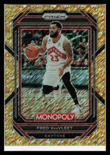 Load image into Gallery viewer, 2022-2023 Monopoly Panini Prizm Fred VanVleet Gold Money Shimmer /500 NO. 83