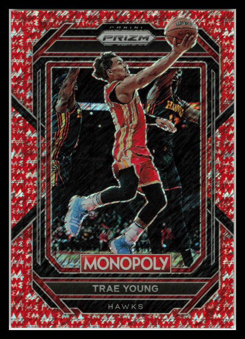 2022-23 Panini Prizm Monopoly Trae Young Red Money Shimmer 095/100