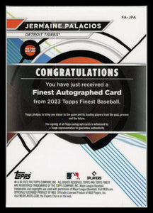 2023 Topps Finest Jermaine Palacios Rookie Auto Detroit Tigers RC #FA-JPA