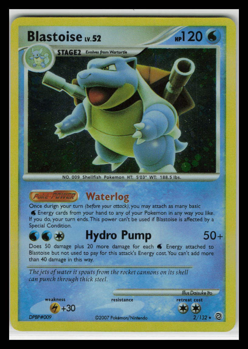 Pokemon TCG Blastoise LV. 52 Holo Rare #2/132 Secret Wonders Set