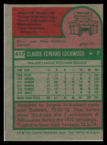 1975 Topps #417 Skip Lockwood