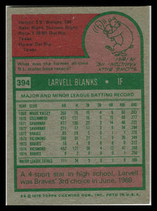 1975 Topps #394 Larvell Blanks