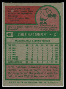 1975 Topps #451 Rick Dempsey