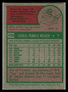 1975 Topps #426 George Medich