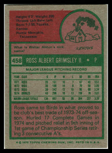 1975 Topps #458 Ross Grimsley