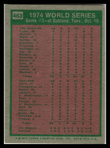 1975 Topps #463 1974 World Series Game 3